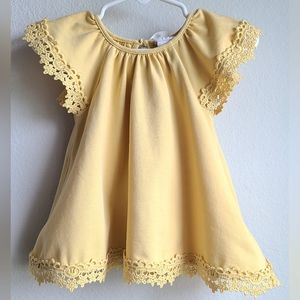 Shabby Chic- Girl's Yellow Lace Trimmed SS Top, Sz 3-6 M